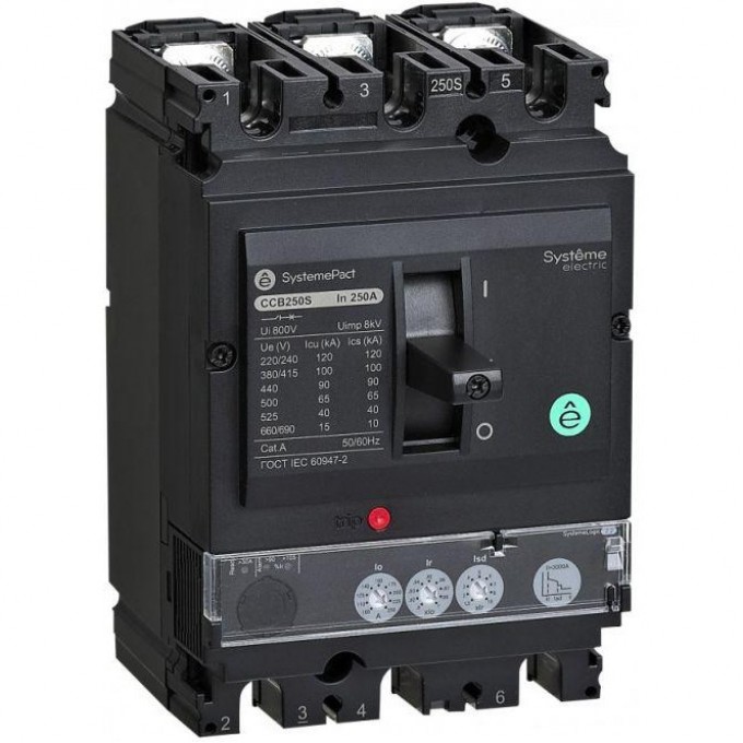 Выключатель автоматический SCHNEIDER ELECTRIC SYSTEMEPACT CCB250 36кА 3P3D S2.2 250А рычаг SE SPC250F25022L3DF