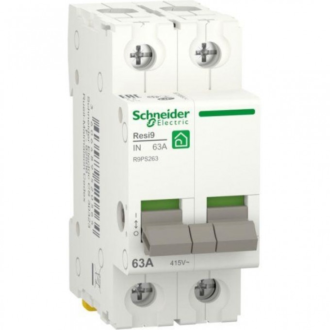 Выключатель нагрузки SCHNEIDER ELECTRIC RESI9 2п 63А (мод. рубильник) R9PS263