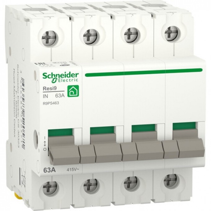 Выключатель нагрузки SCHNEIDER ELECTRIC RESI9 4п 63А (мод. рубильник) R9PS463